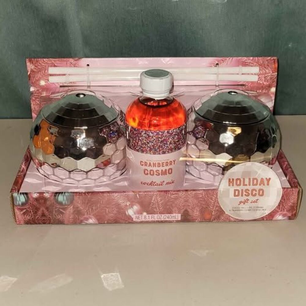 NEW 2 Disco Ball cups and drink mix gift set